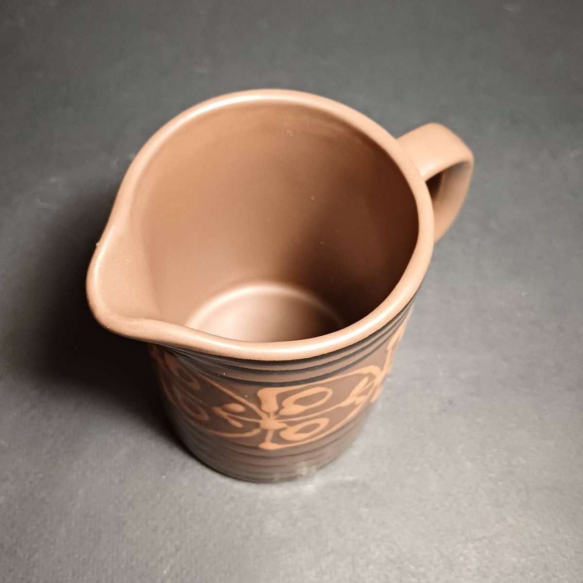 Mikasa Vintage Stoneware mugs, sugar bowl and creamer - brown hand-painted