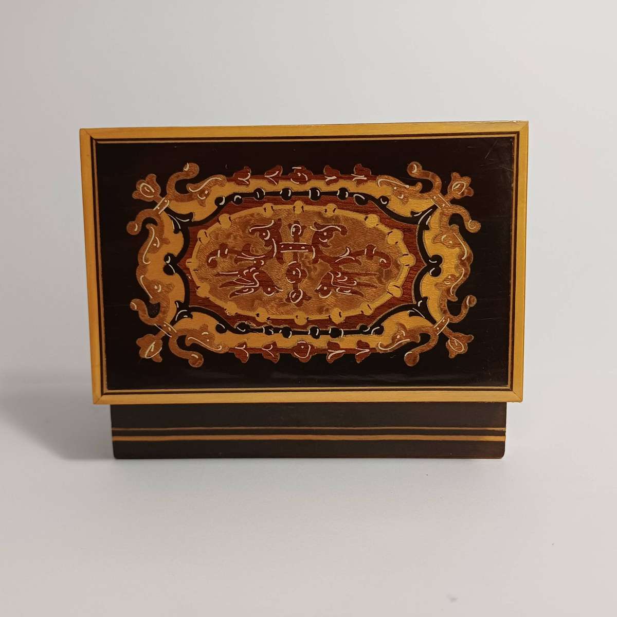 Italian Marquetry Wood Box - Flat Lid Cigarette/Trinket box