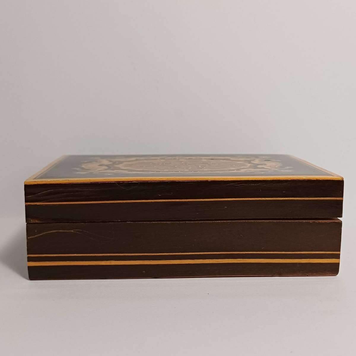 Italian Marquetry Wood Box - Flat Lid Cigarette/Trinket box
