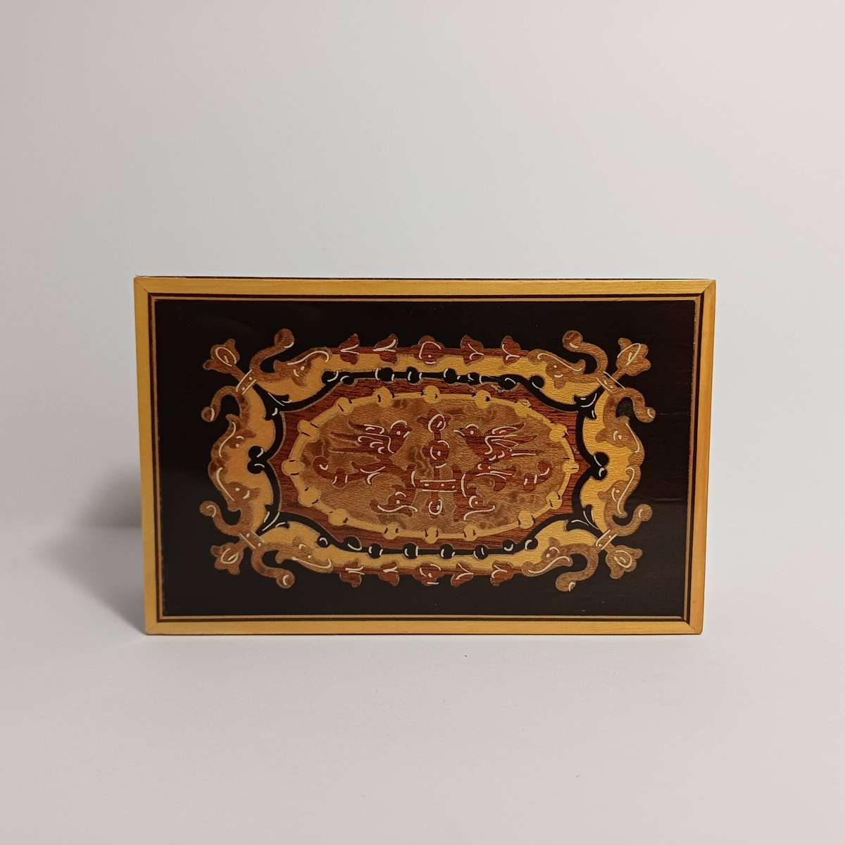 Italian Marquetry Wood Box - Flat Lid Cigarette/Trinket box