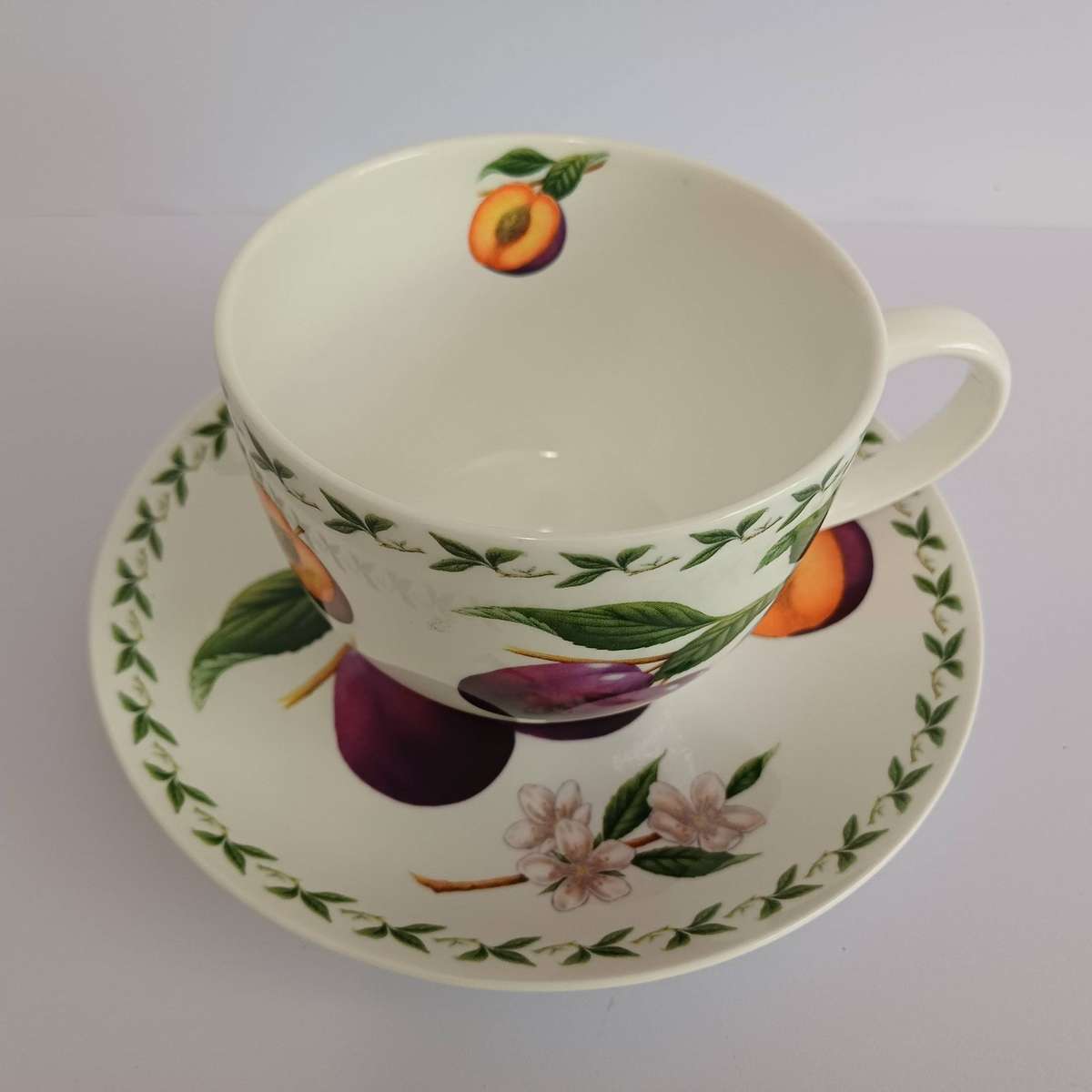 Vintage Maxwell & Williams Orchard Fruits Tea/Coffee Cup & Saucer - Plum Design - Excellent Cond.