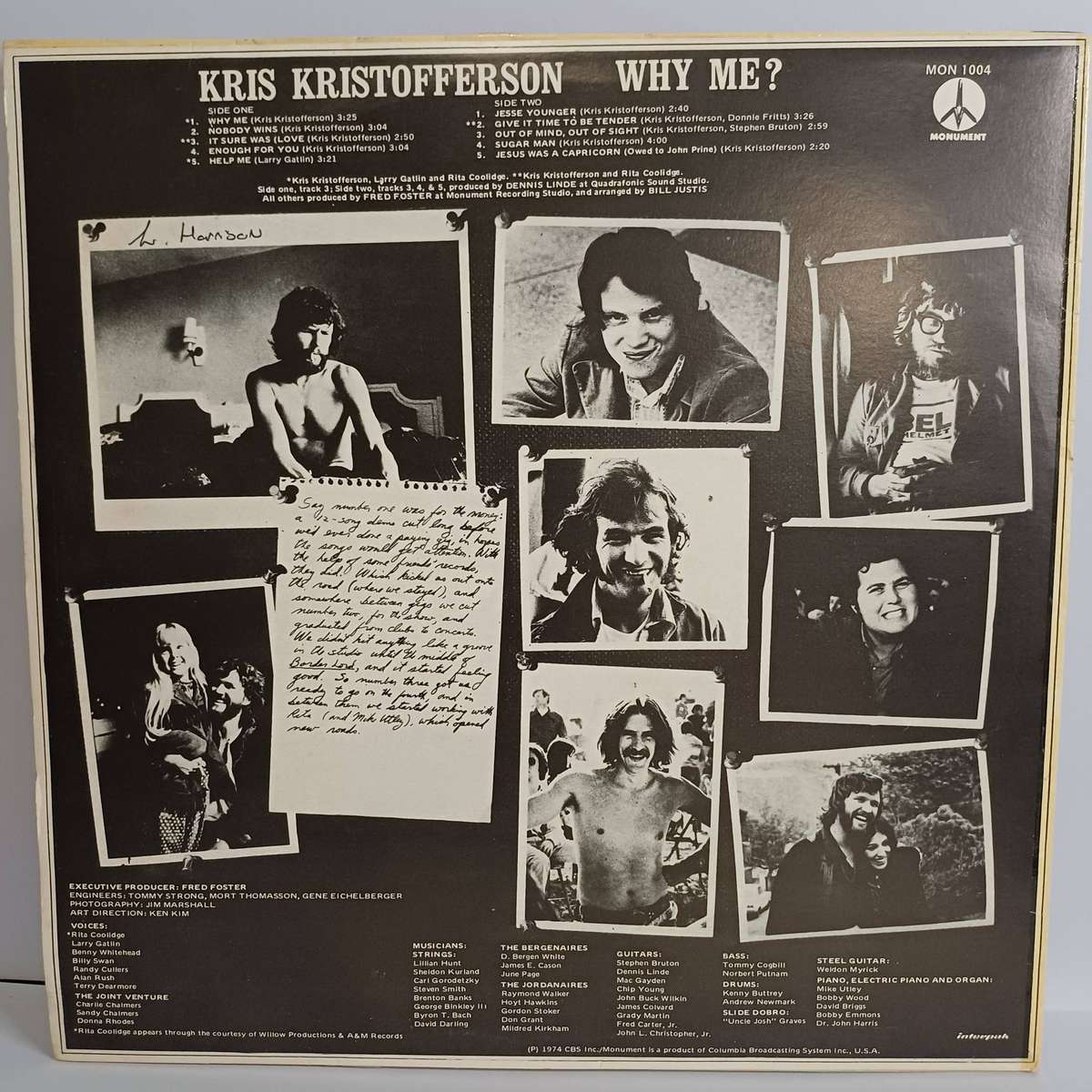 Kris Kristofferson - Why Me? | Original 1973 Vinyl LP (Monument MON.1004) VG+