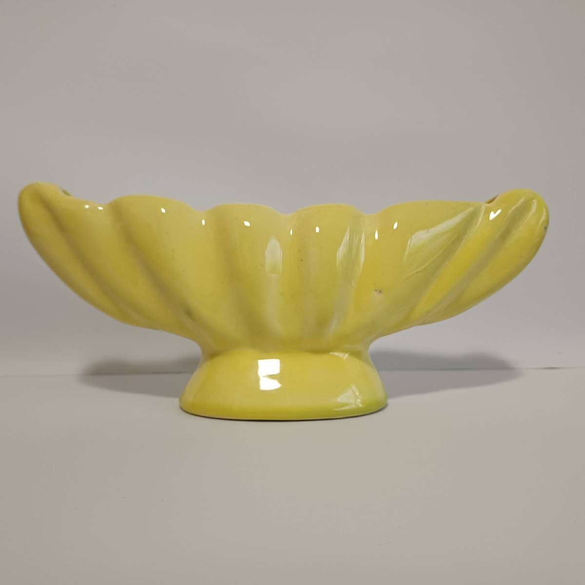  Mid-Century Yellow Fish Tail / Scallop Shell Planter / Vase 