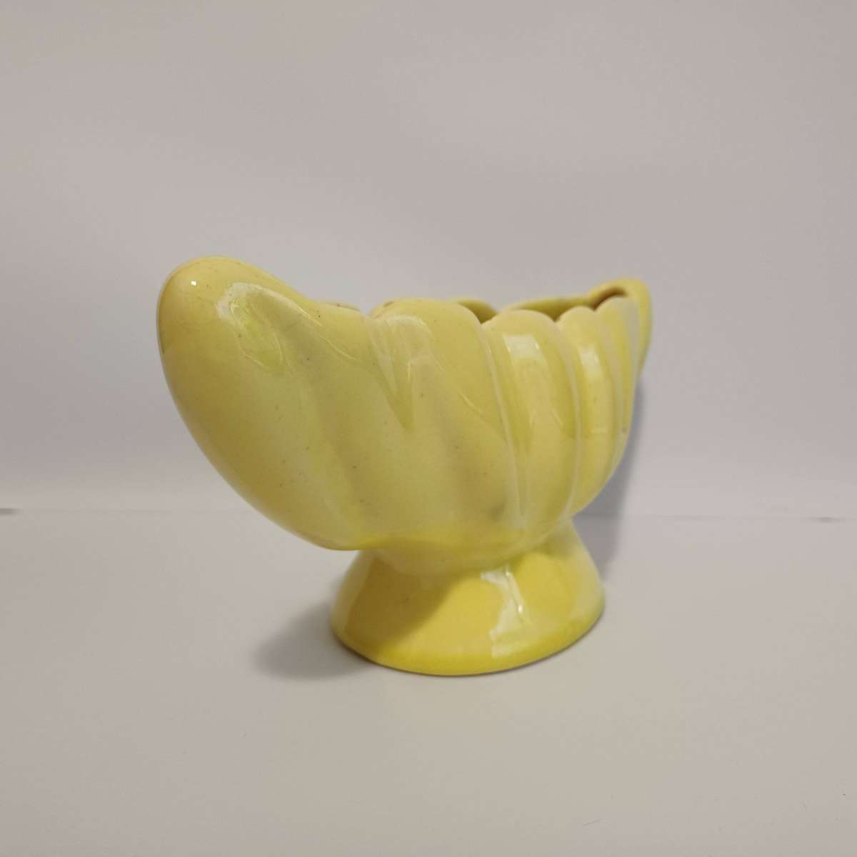  Mid-Century Yellow Fish Tail / Scallop Shell Planter / Vase 
