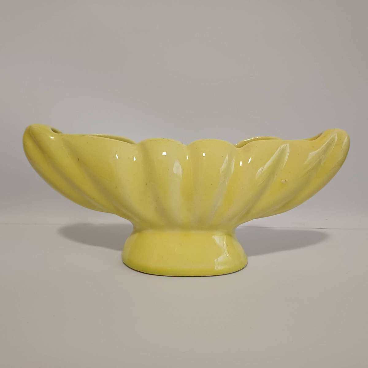  Mid-Century Yellow Fish Tail / Scallop Shell Planter / Vase 