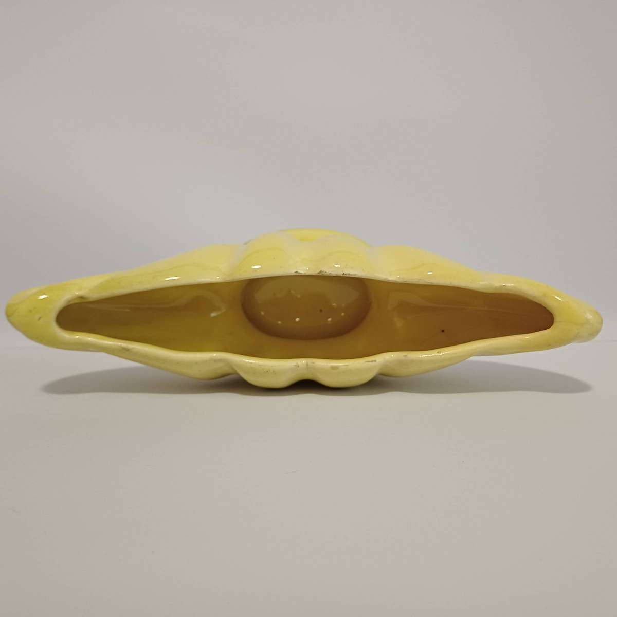  Mid-Century Yellow Fish Tail / Scallop Shell Planter / Vase 