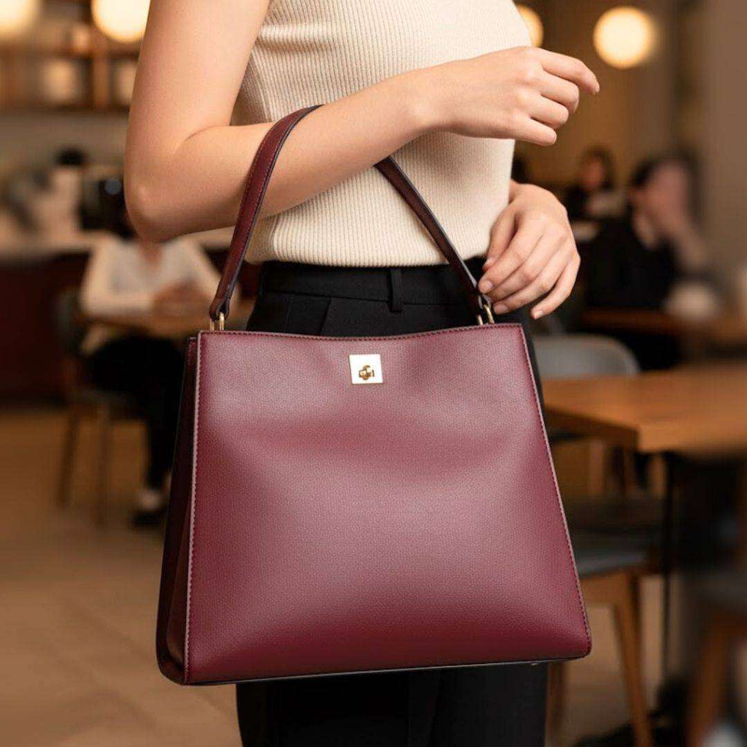 Burgundy Multi-Compartment Work Tote