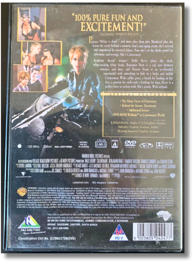 Cat Woman DVD (Halle Berry, Benjamin Bratt, Sharon Stone, Lambert Wilson)