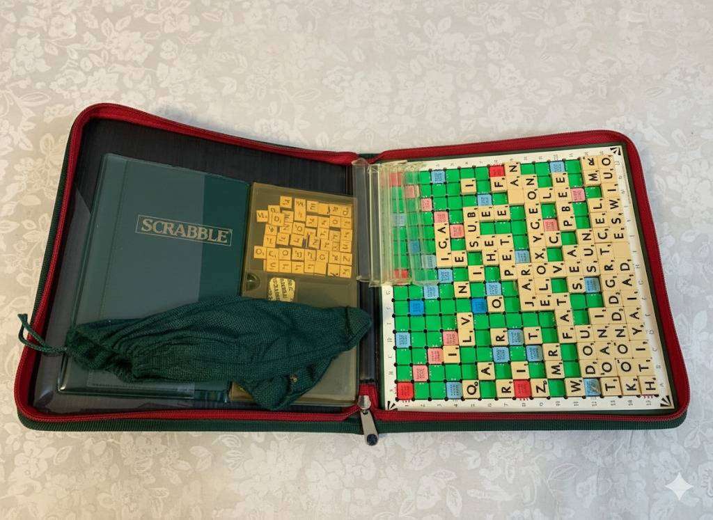Collectors' Vintage Scrabble: Full Set of 100 Tiles, Original Case