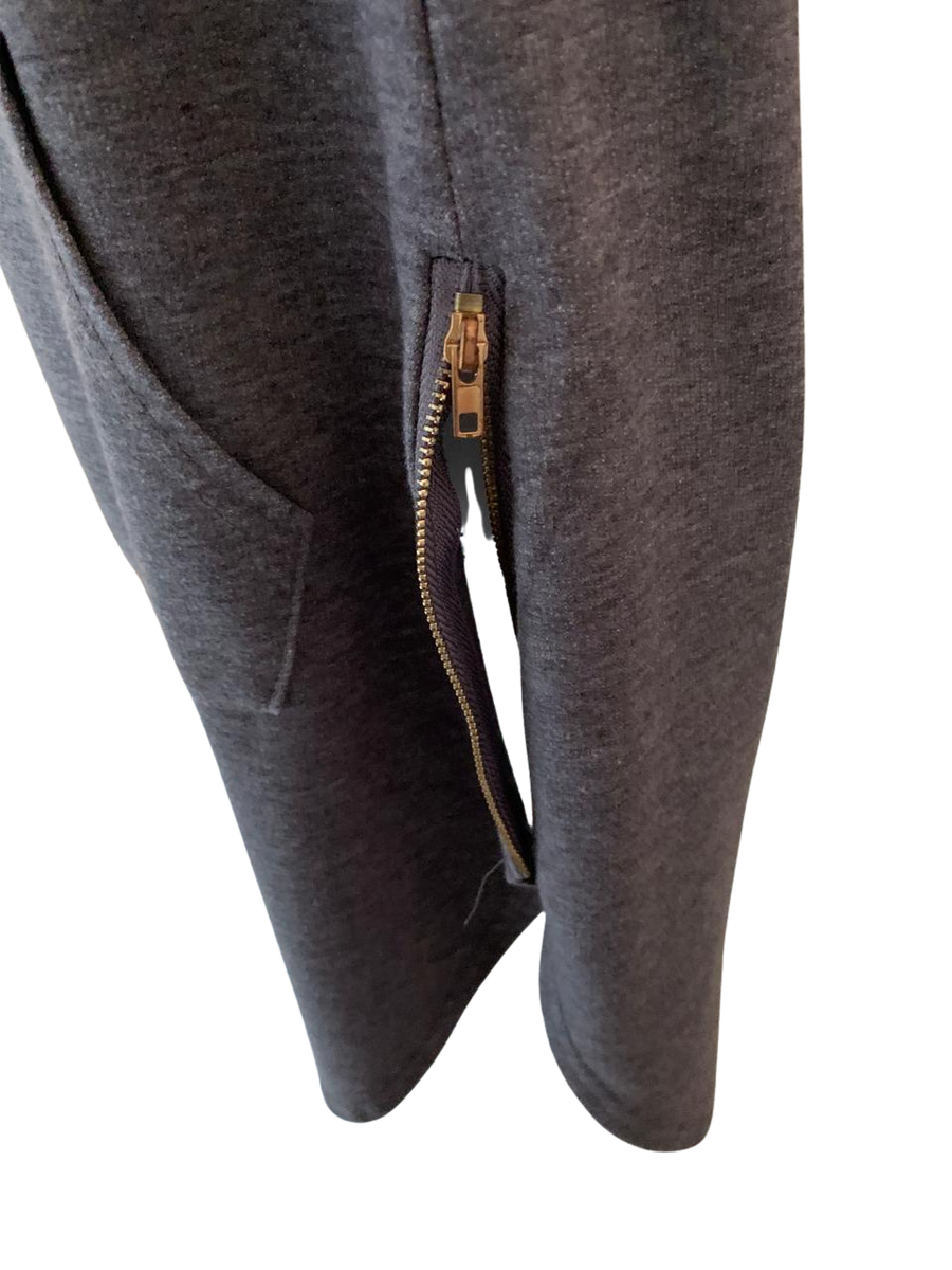 REDUCED New Feelings Casual Gray Hooded Tunic Top with Side Zippers  Size M