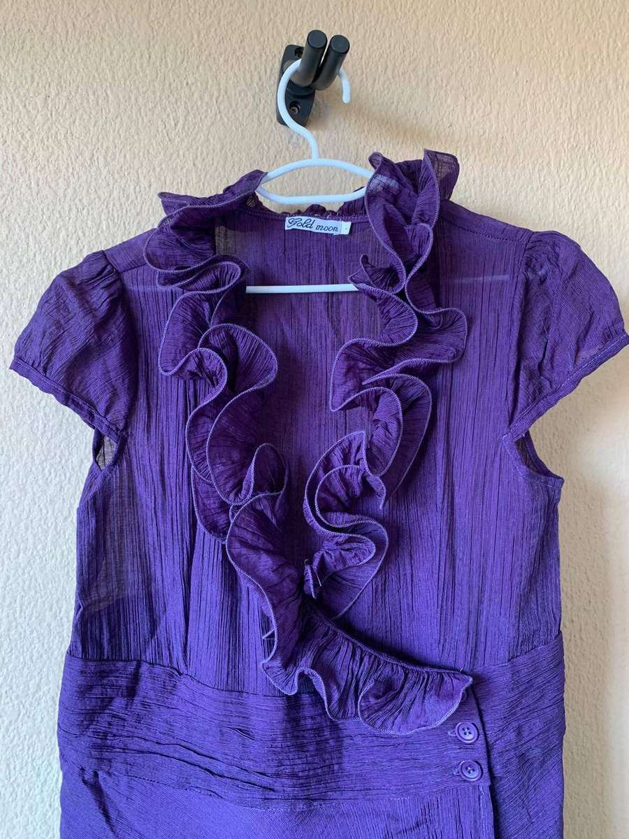 Purple Whisper Slit Dress Lined Size 36/38