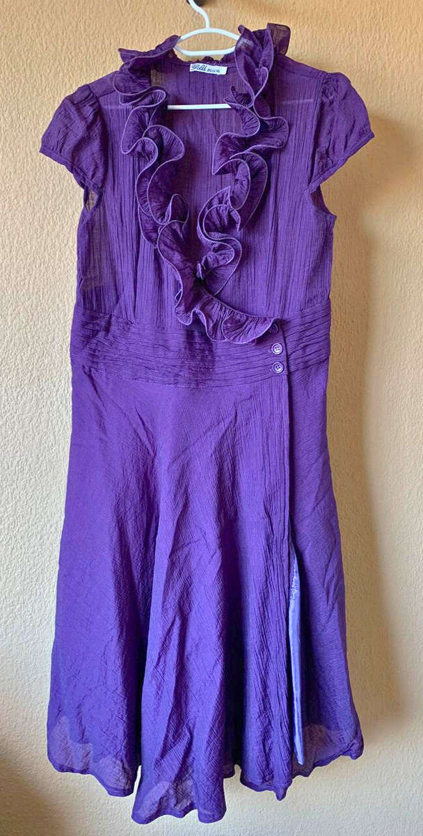 Purple Whisper Slit Dress Lined Size 36/38