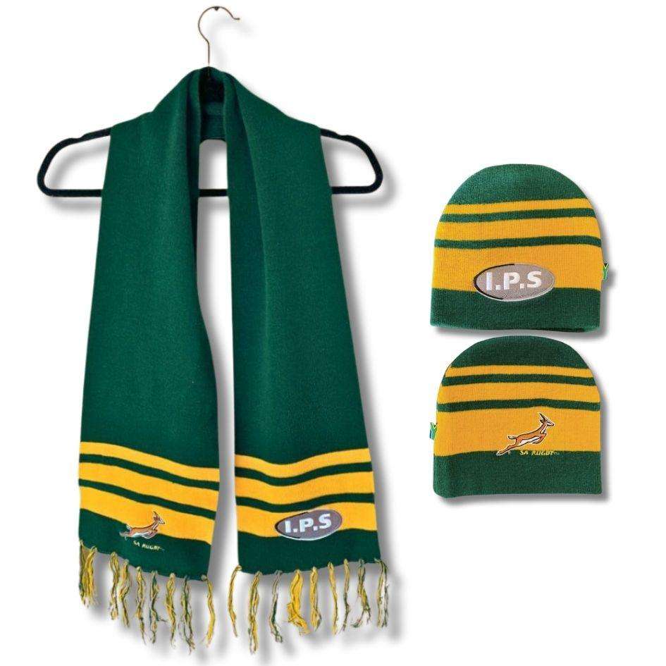 Authentic Springboks Rugby Scarf + Beanie Set Warm & Proud!