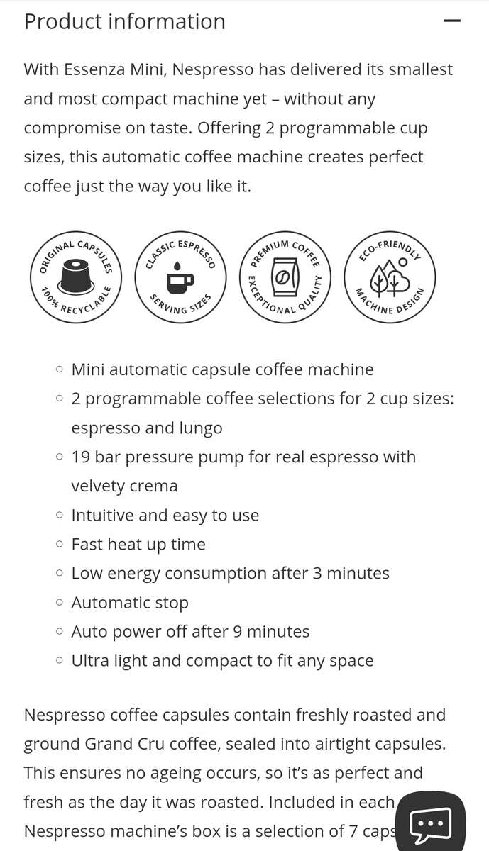 Nespresso Essenza Mini Coffee Machine