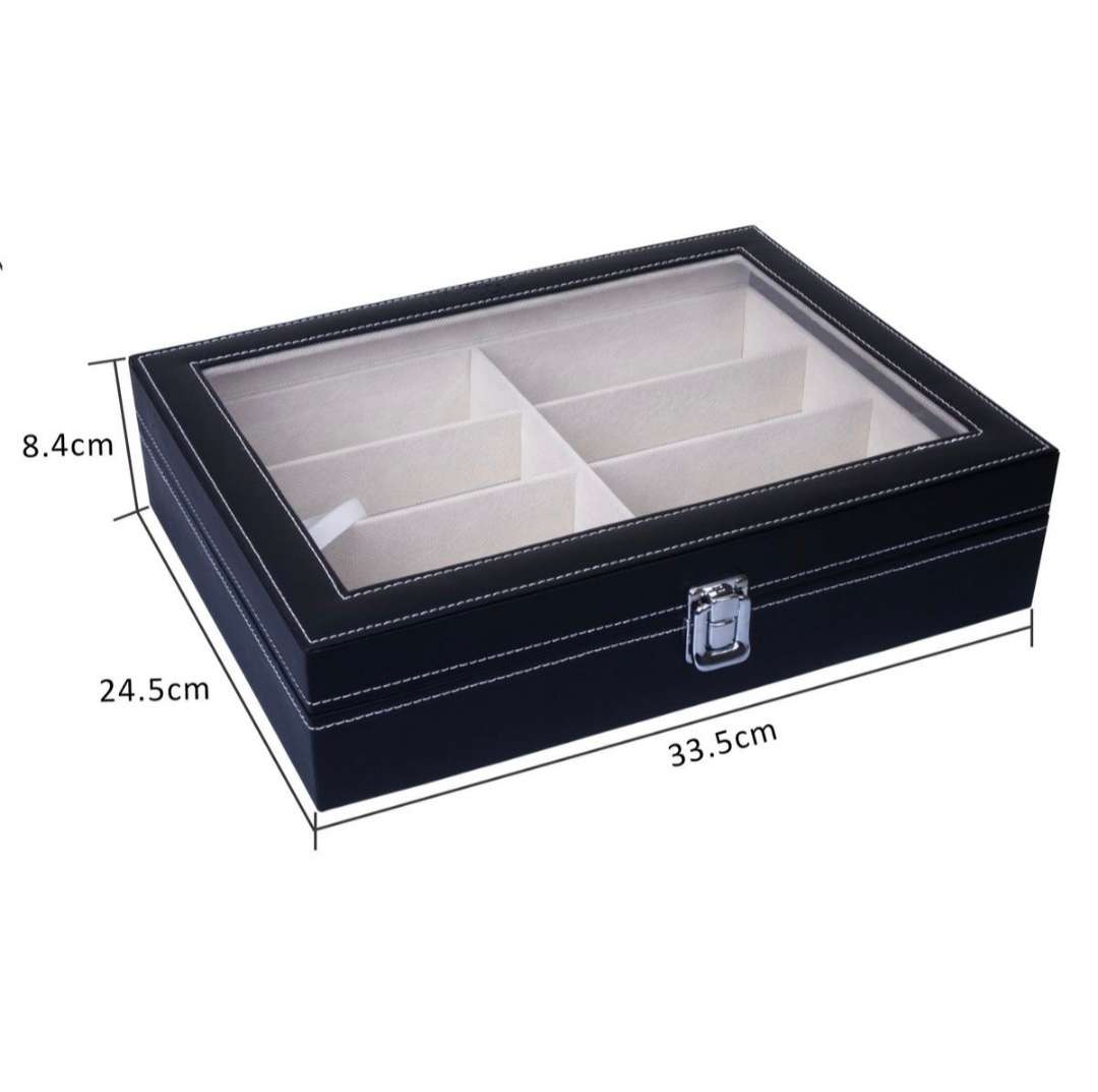 8 Slot Sunglass Organizer Leather Collector Eyewear Storage Box