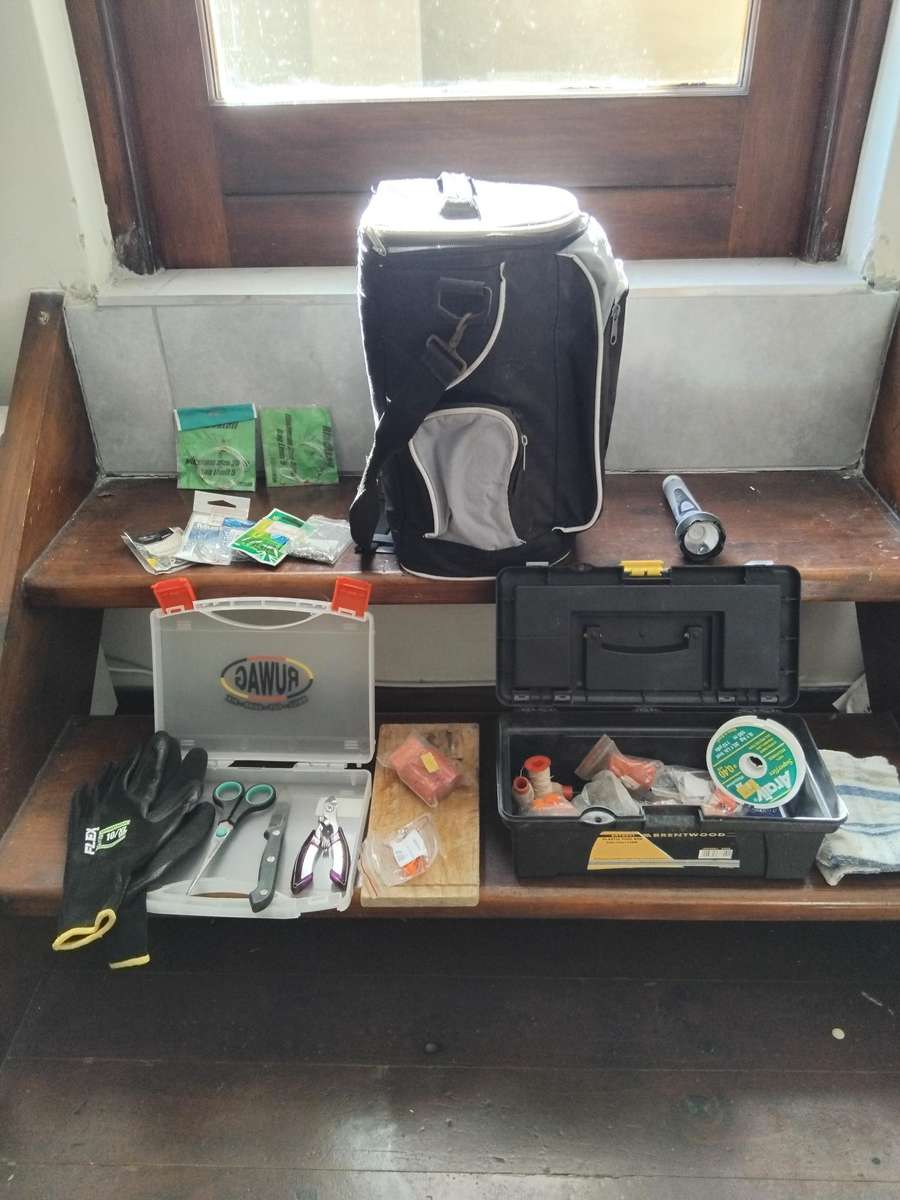 Fishing Tackle + Box + Glasses