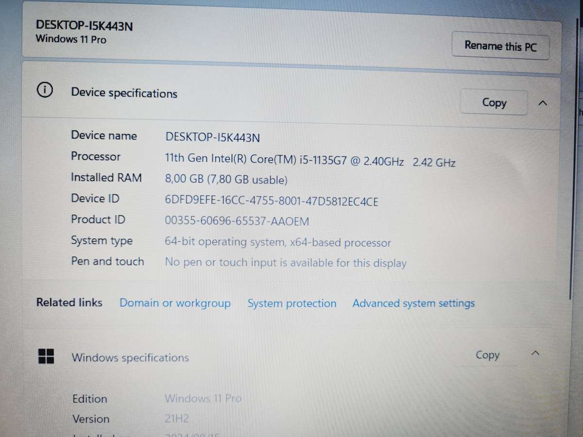 Lenovo v15 g2 - i5 11th gen - 8gb - 512gb nVme