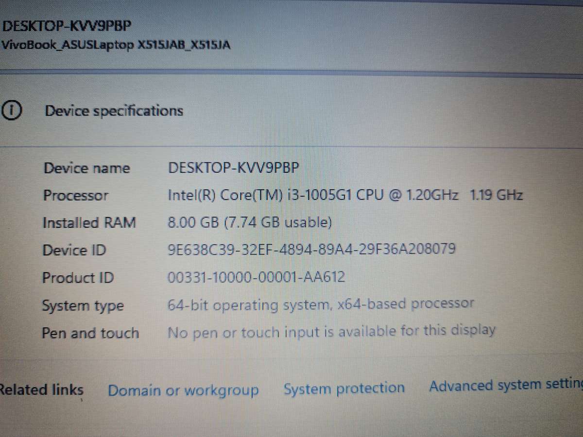 2022 Asus VivoBook - i3 10th gen + 8gb + 256gb ssd