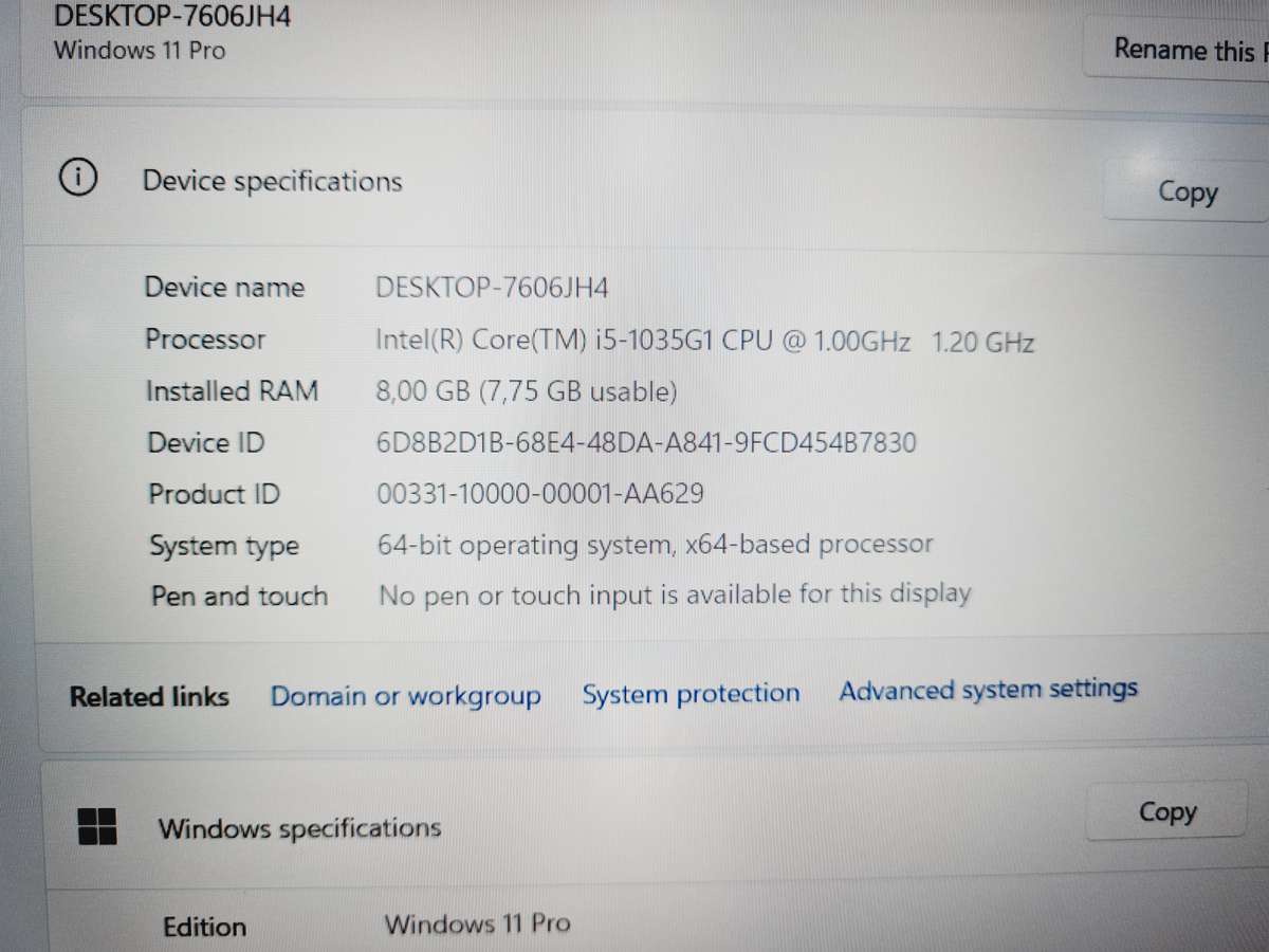 Laptop - i5 10th Gen + 8gb ram + 256gb ssd