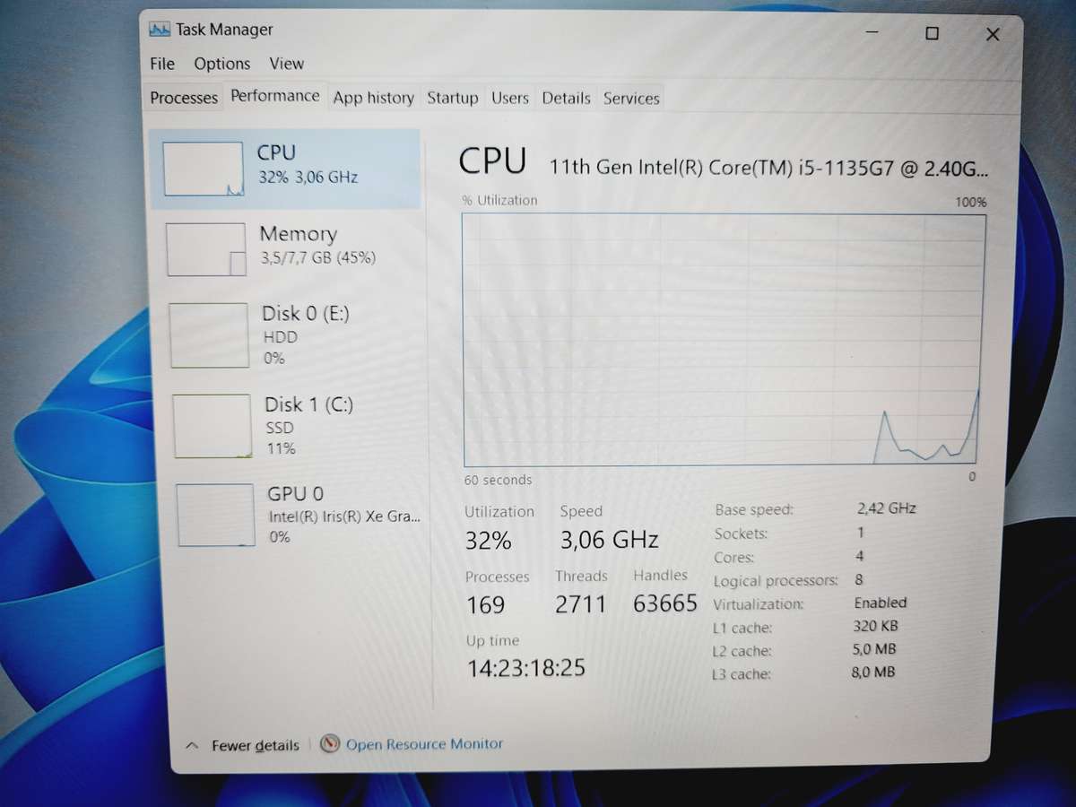 HP 15 - i5 11th gen - 8gb ram - 256gb nVme and 1tb hdd