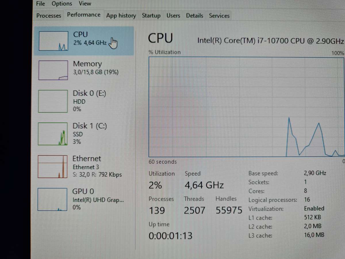 Tower - i7 10th + 16gb ram + 128gn ssd + 1tb hdd
