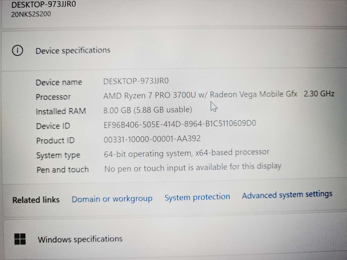 Ryzen 7 thinkpad - 8gb - 512gb