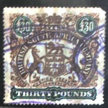 British South African Stamp - 30 Pounds - Used