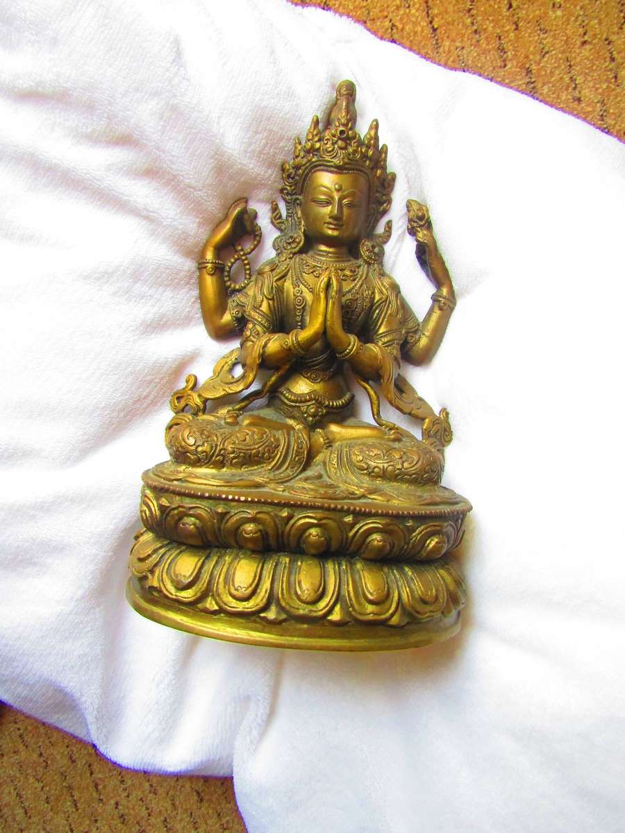 Old Tibetan Brass Buddhism 4 arms REDUCED