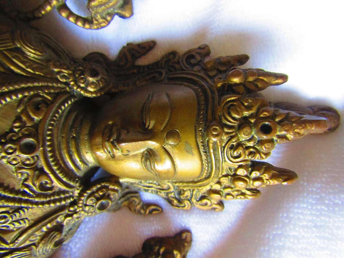 Old Tibetan Brass Buddhism 4 arms REDUCED