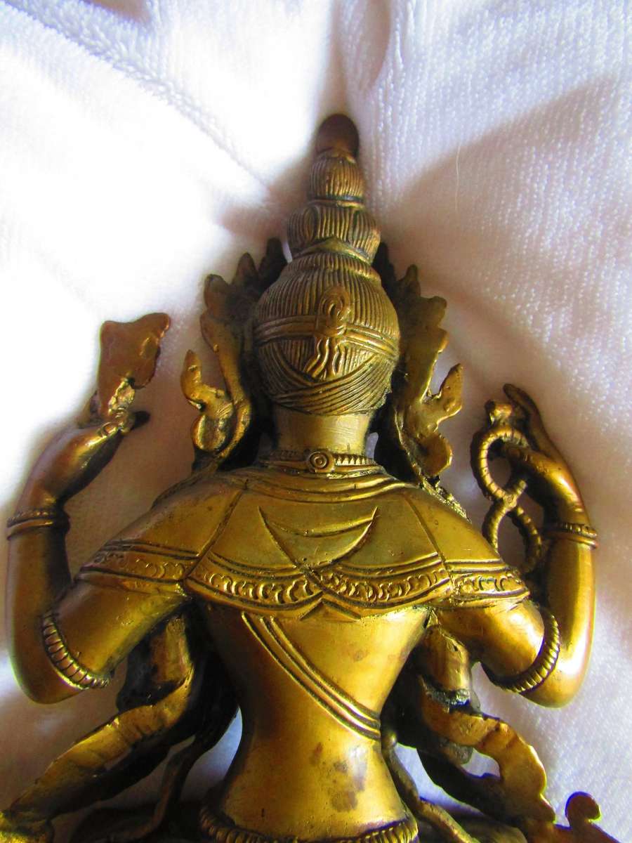Old Tibetan Brass Buddhism 4 arms REDUCED