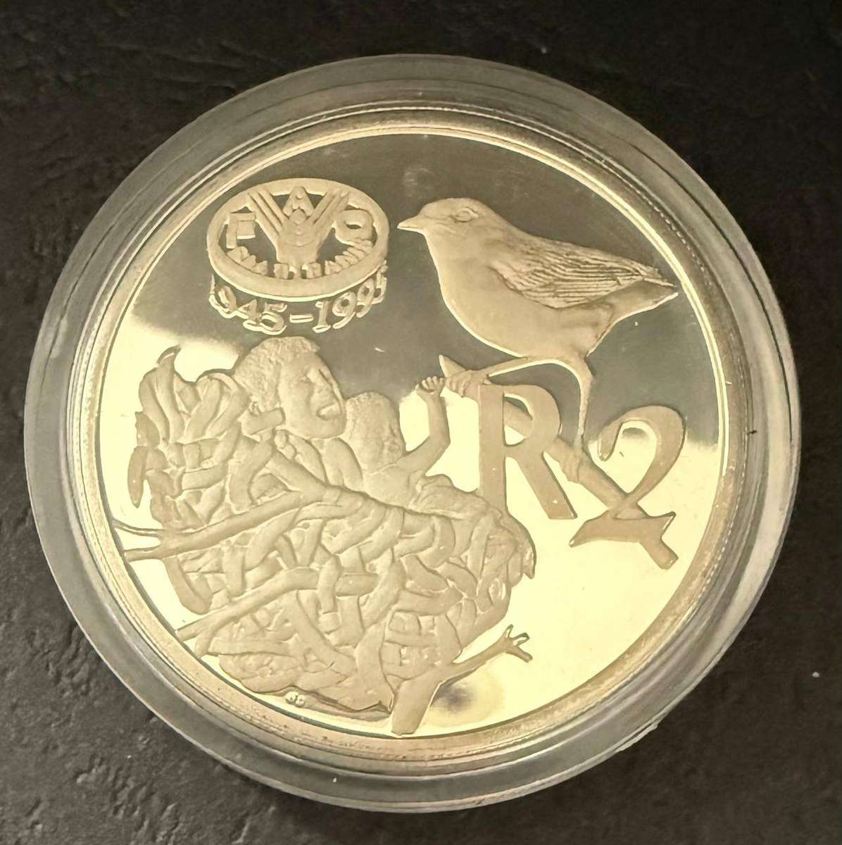 SILVER 1 OUNCE - 1995 Proof R2 Crown FOOD & AGRICULTURE ORGANIZATION (FAO) - Mintage 1743