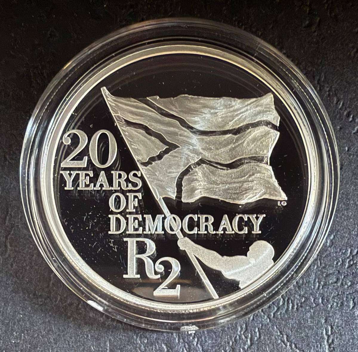 2014 - 20 Years of Democracy - Silver R2 Proof - in original SAM box, with COA