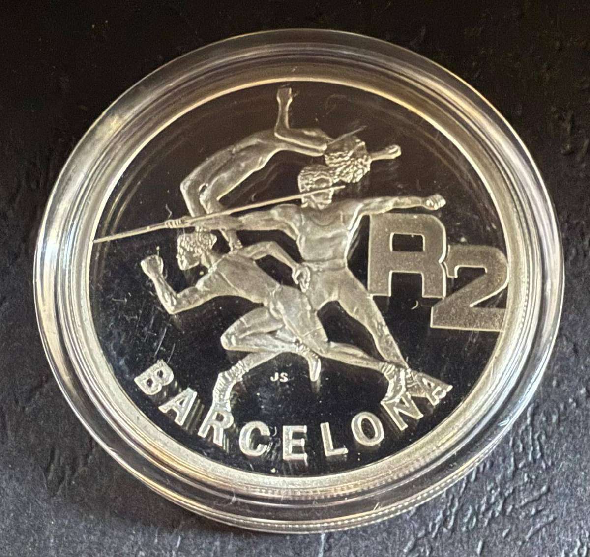 SILVER 1 OUNCE - Silver Proof R2 Barcelona Olympics - Mintage 14853
