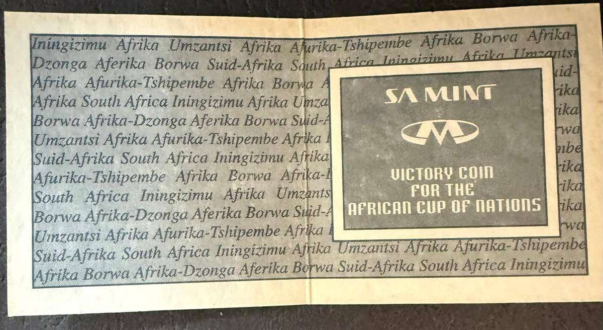 SILVER 1 OUNCE - 1996 Silver Proof R2 Bafana Bafana Cup- Mintage 2690 -with COA in original SAM box