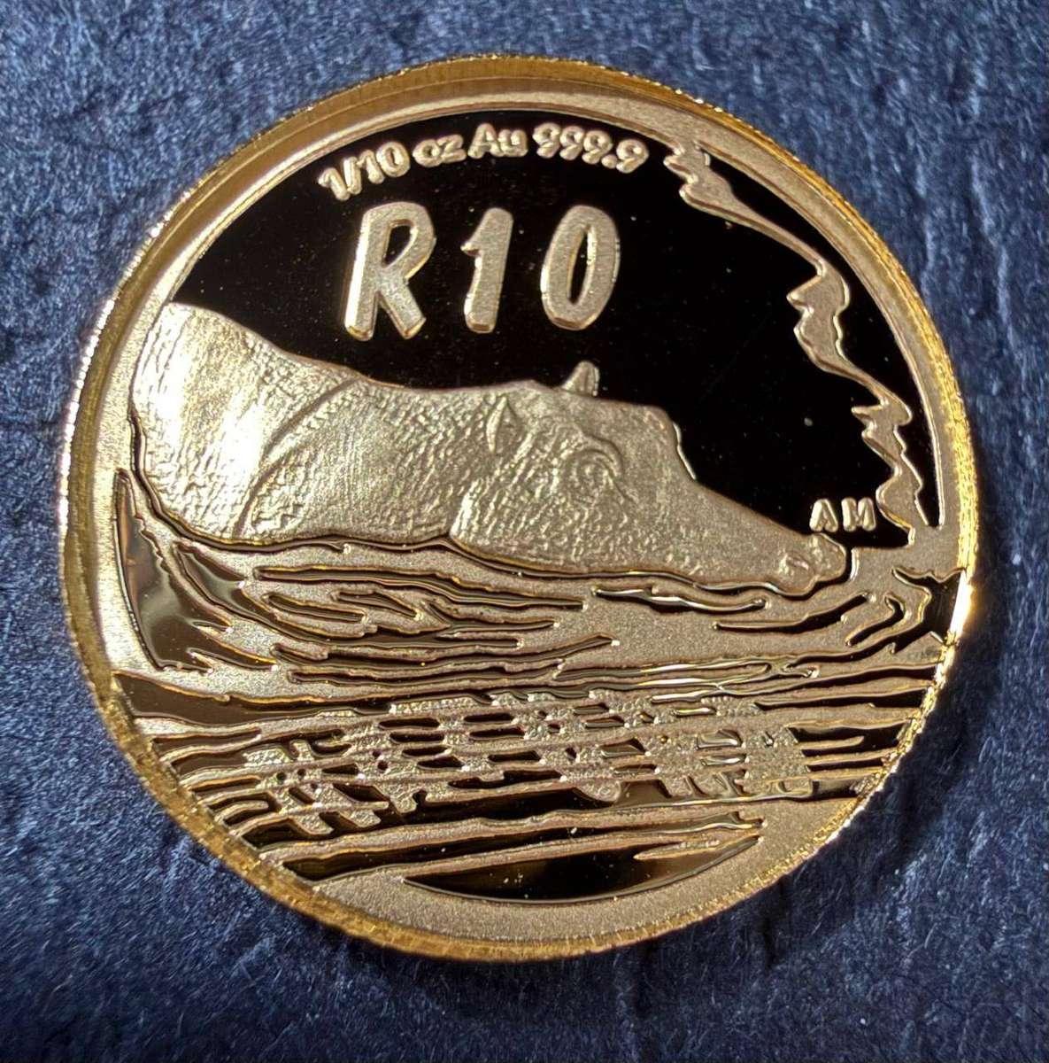 Gold 24ct Tenth oz R10 - Natura Proof Coin - Hippopotamus 2005 - low mintage only 953