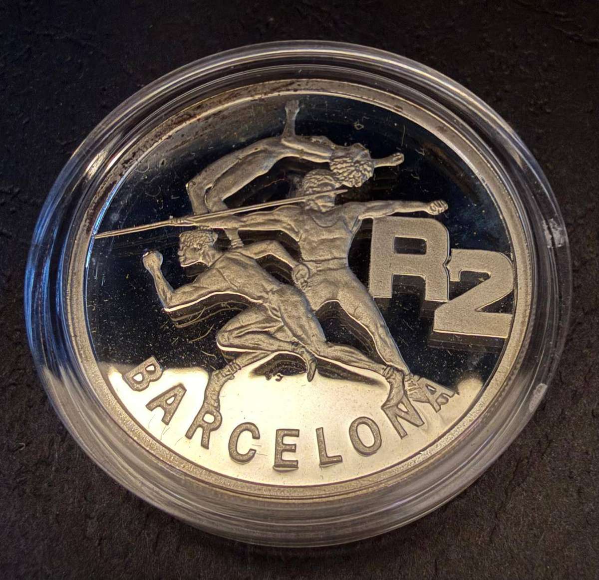 SILVER 1 OUNCE - Silver Proof R2 Barcelona Olympics - Mintage 14853