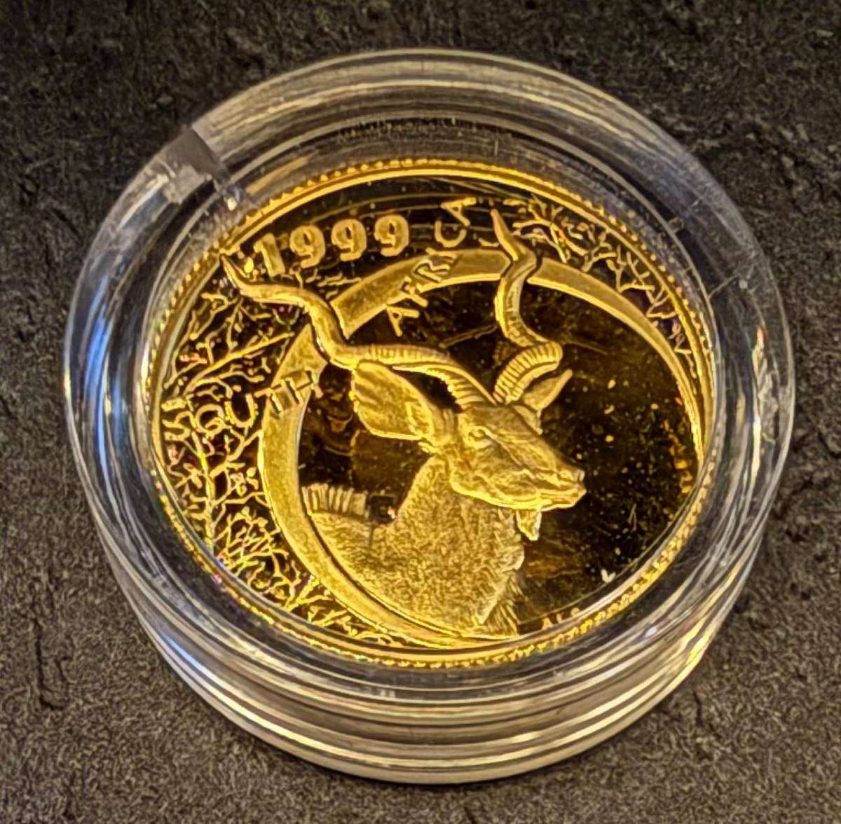 Gold 24ct Tenth oz R10 - Natura Proof Coin - Kudu - King of the Antelopes 1999 - Mintage only 2838