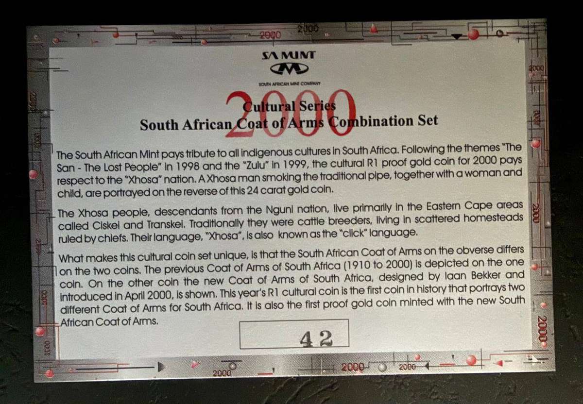 Gold R1 Proof 1/10 ounce - Xhosa Nation Coat of Arms Set -bid PER COIN -winner takes BOTH coins