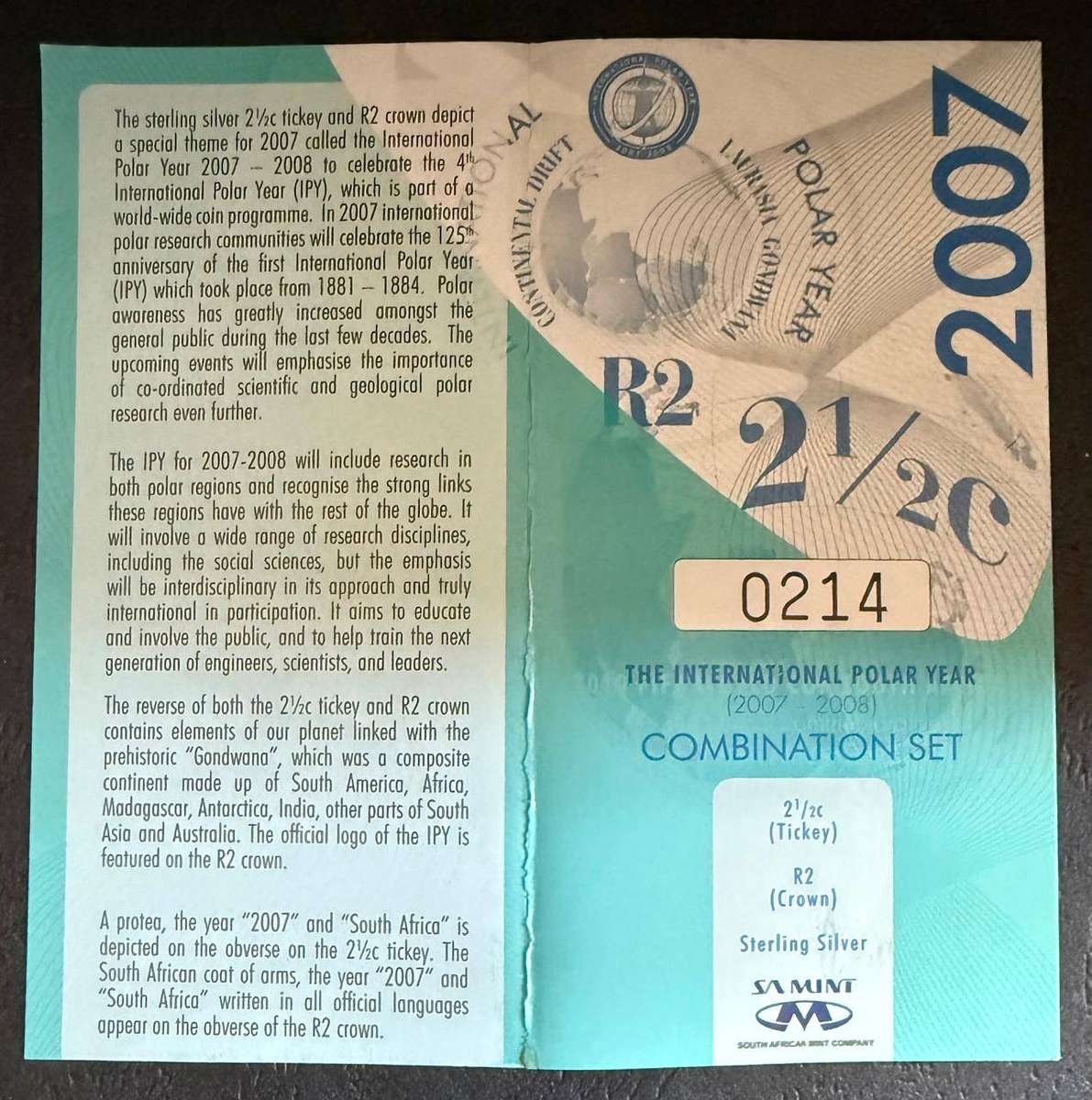 Silver R2 Crown & 2.5c Tickey - 2007 Set - International Polar Year + silver pendant - Mintage 538