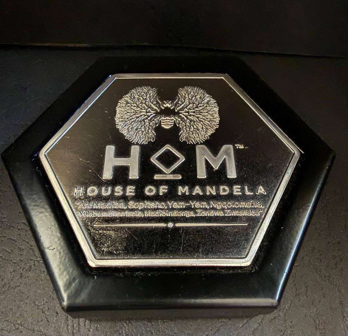 Silver 1 Oz - House of Mandela 2013 95th Birthday Medallion - in unique hexagon shaped display case