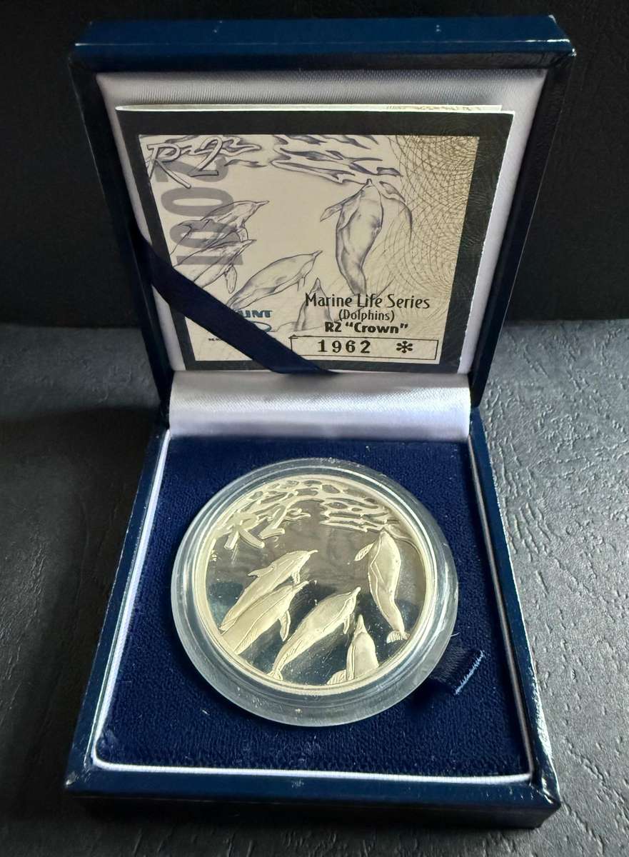 SILVER 1 OUNCE - Silver Proof R2 DOLPHINS - Mintage 2987 - includes COA