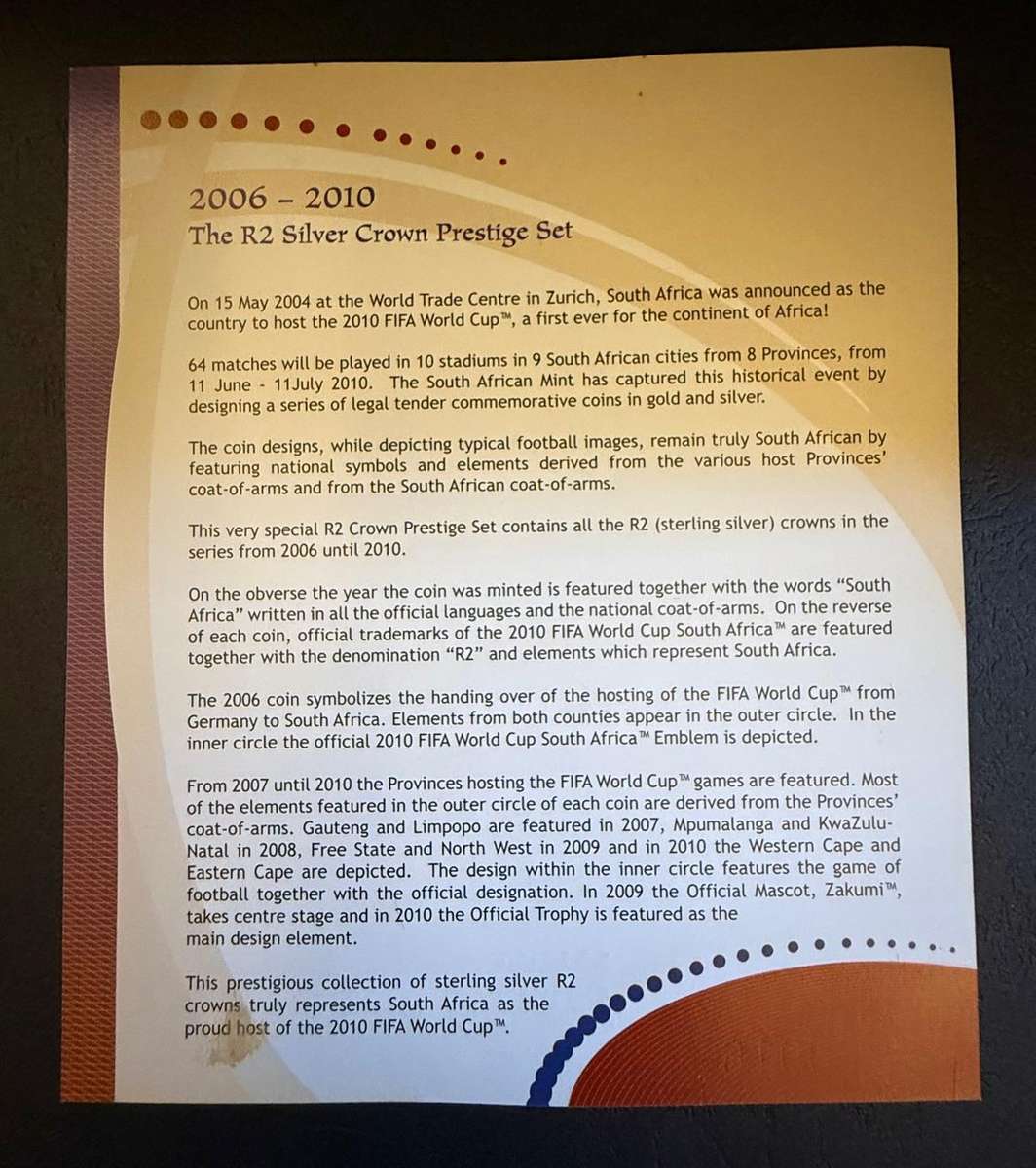 Silver R2 Crown Prestige Set - FIFA 2006-2010 - 5 Coins in Wooden Box with COA