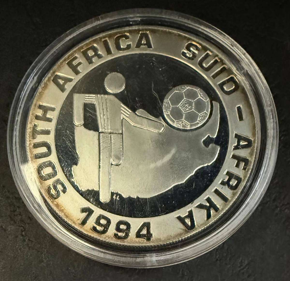 SILVER 1 OUNCE - 1994 Silver Proof R2 Soccer World Cup - Mintage 3210