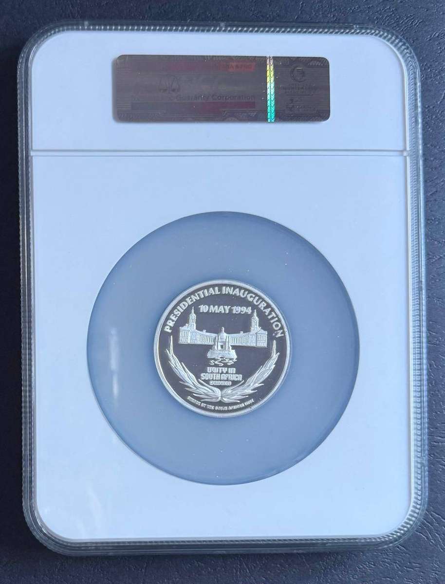 5 OZ FINE SILVER *** MASSIVE slabbed Mandela Proof Inauguration Medallion PF68 Ultra Cameo