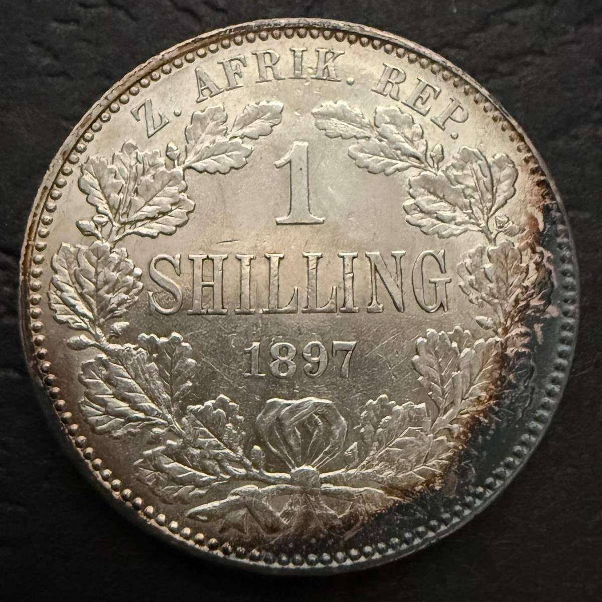 1897 *** 1 Shilling *** AU condition *** .925 Silver  5.231gm