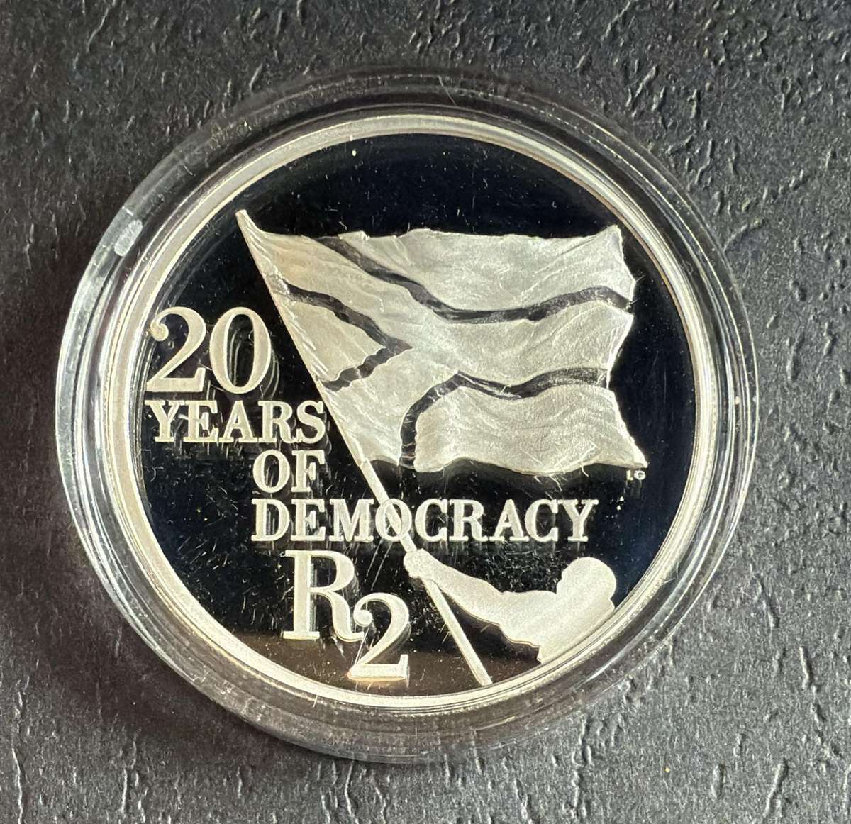 2014 - 20 Years of Democracy - Sterling Silver R2 Proof - in original SAM box