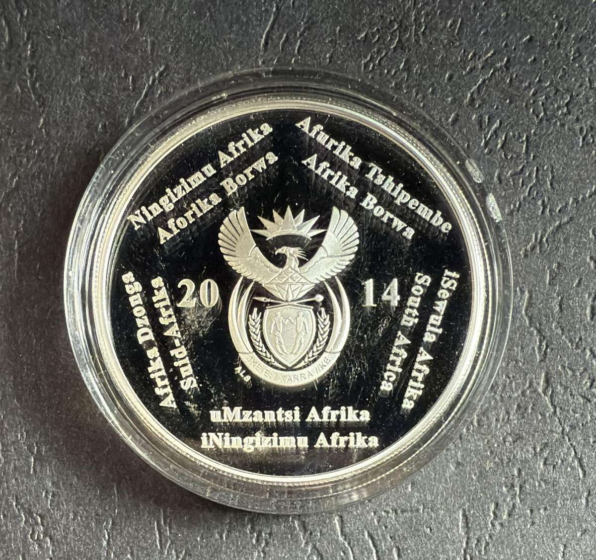 2014 - 20 Years of Democracy - Sterling Silver R2 Proof - in original SAM box