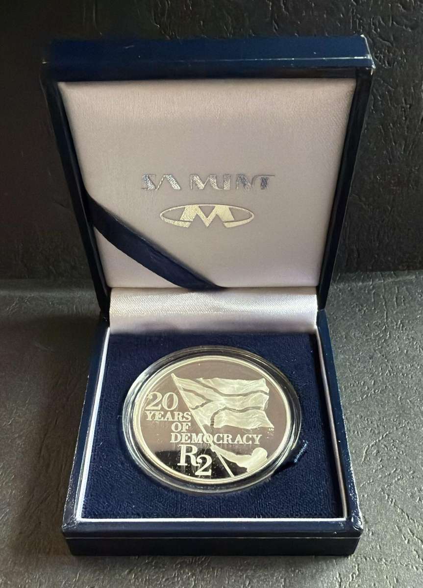 2014 - 20 Years of Democracy - Sterling Silver R2 Proof - in original SAM box