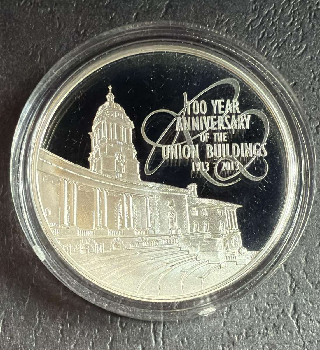 SILVER 1 OUNCE - 2013 Silver Proof R2 Crown Union Buildings Centenary - Mintage 974