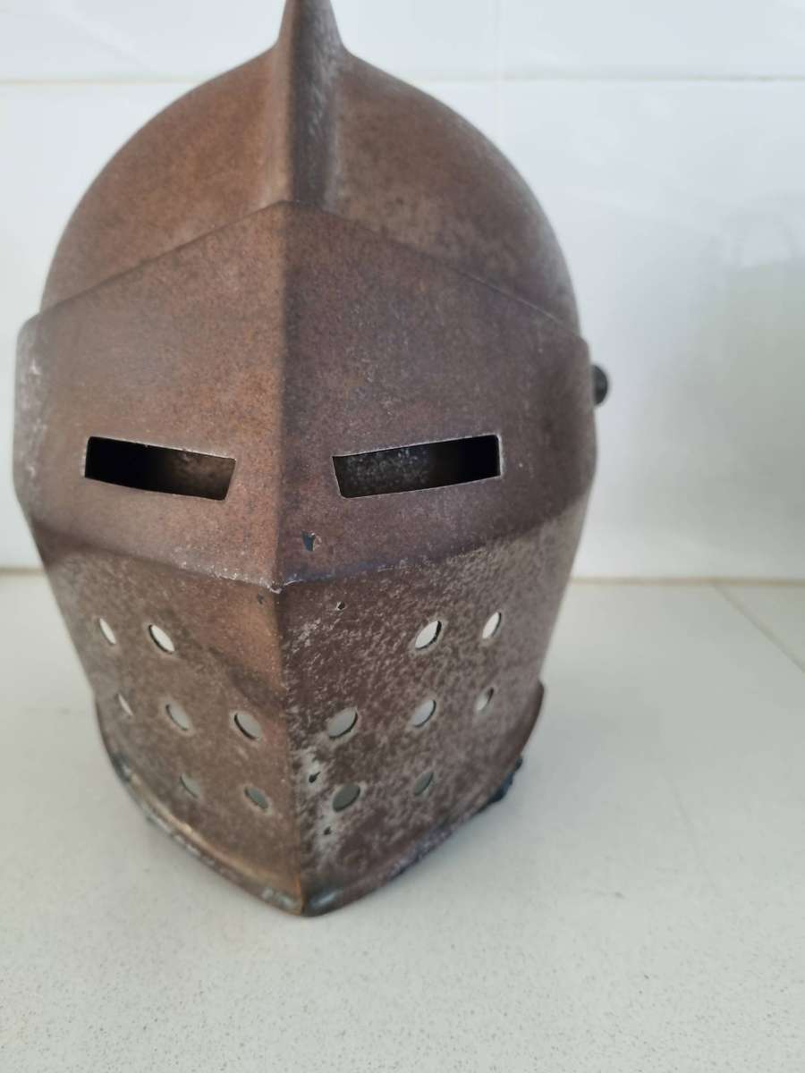 Reproduction, 16th century style, lobster tailed, full face helmet.